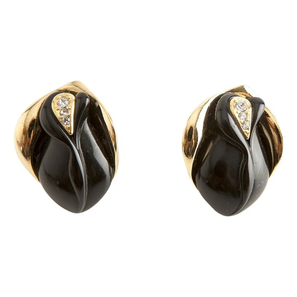 Vintage Kenneth Jay Lane For Avon Midnight Rose Earrings 80’s Collectible
